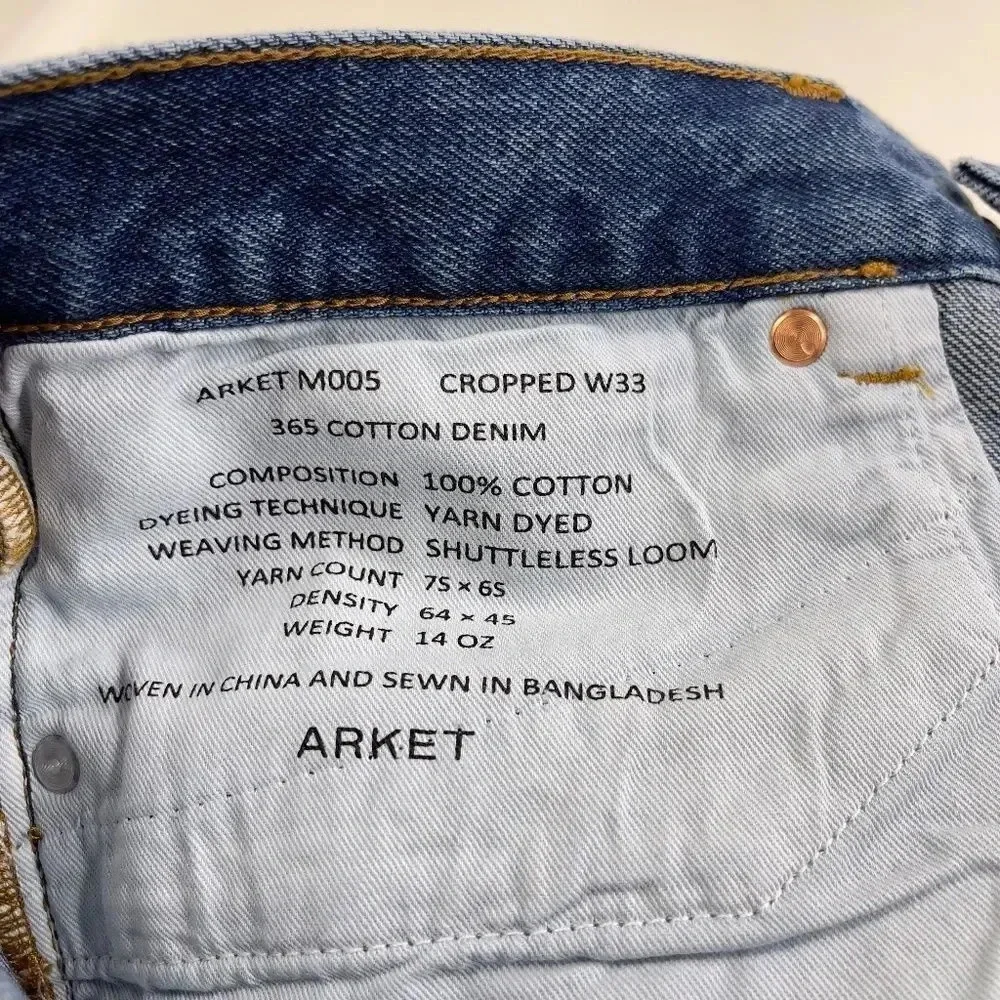 ARKET Men's Cropped Denim Blue Jeans Size 33